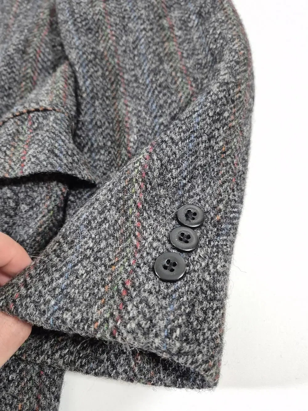 Harris Tweed Men's 38S Gray Wool Herringbone Sport Coat Blazer Scotland